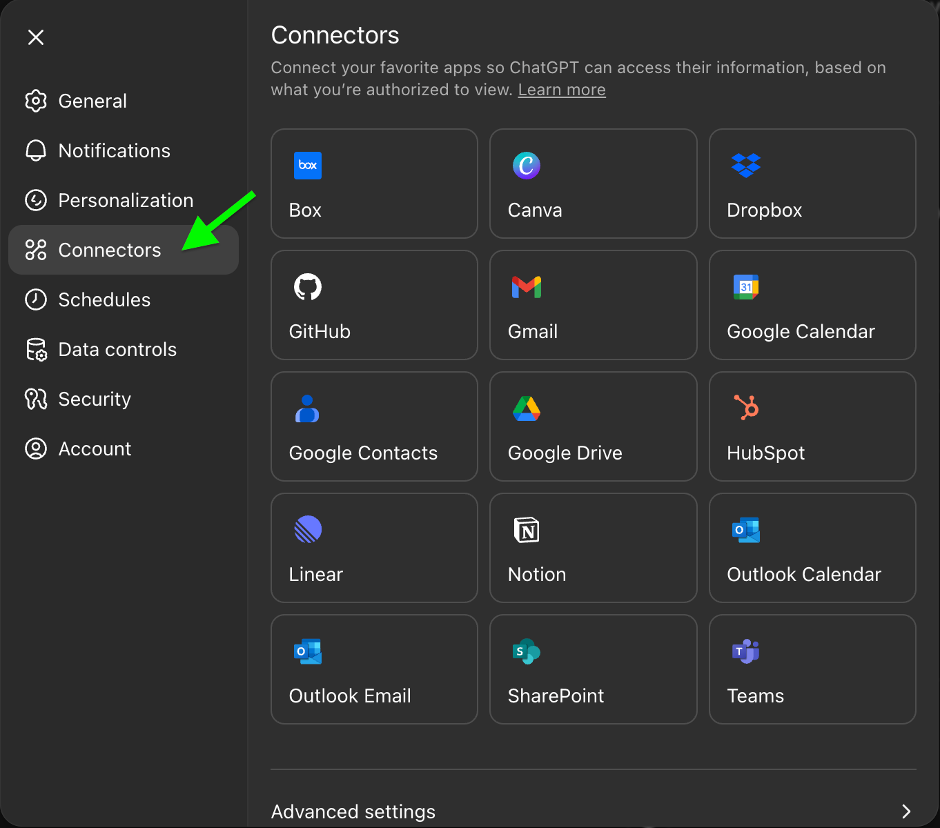 ChatGPT Basics Peronalization Connectors